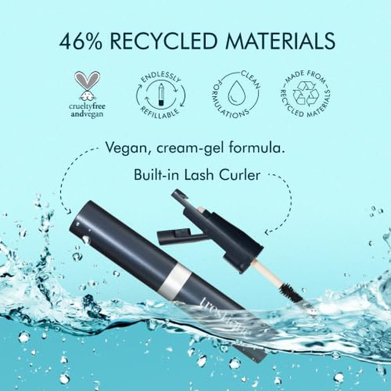 Trestique Good Vibes Mascara, Refillable with Built-In Lash Curler, Sustainable Eye Makeup, Clean Beauty Black, Mascara with Curler