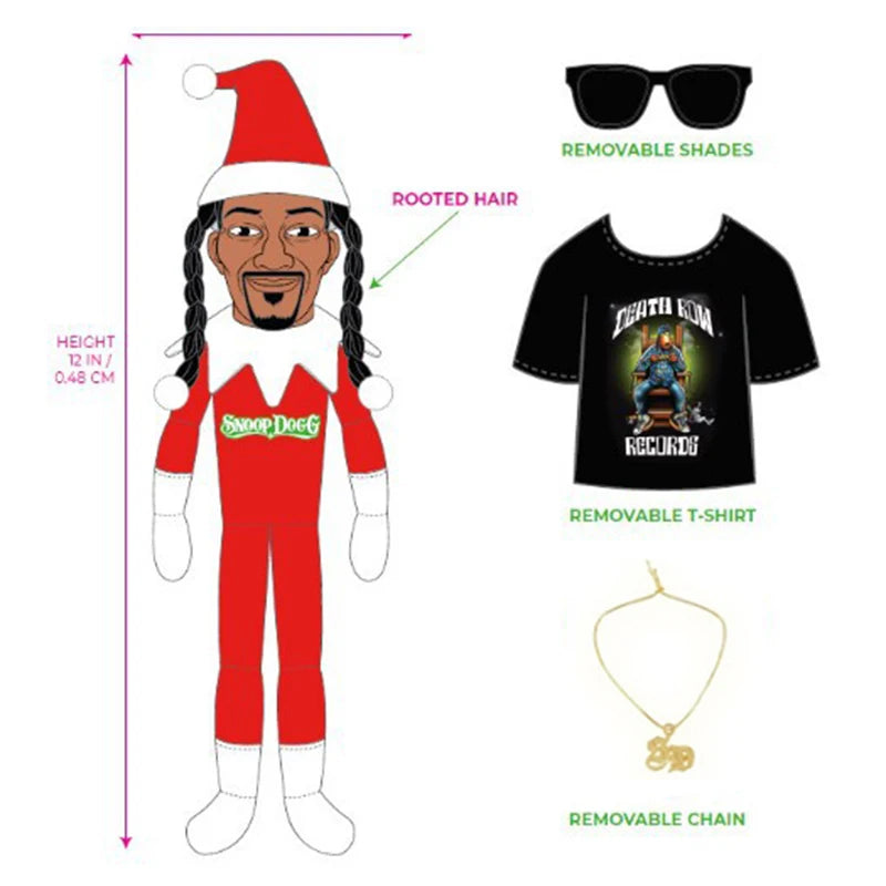 Christmas Elf Doll with Snoop on a Stoop Exquisite Gift Box Accessory Table Christmas Tree Decorations for Home Plush Toys