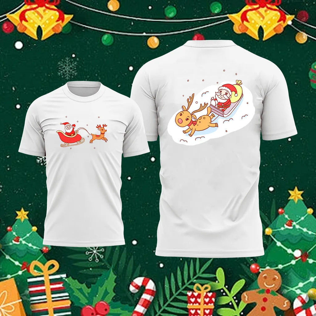 Christmas Men's T-shirt Santa Claus pattern print t shirt for man Quick drying round neck T-shirt New Year Gift graphic t shirts