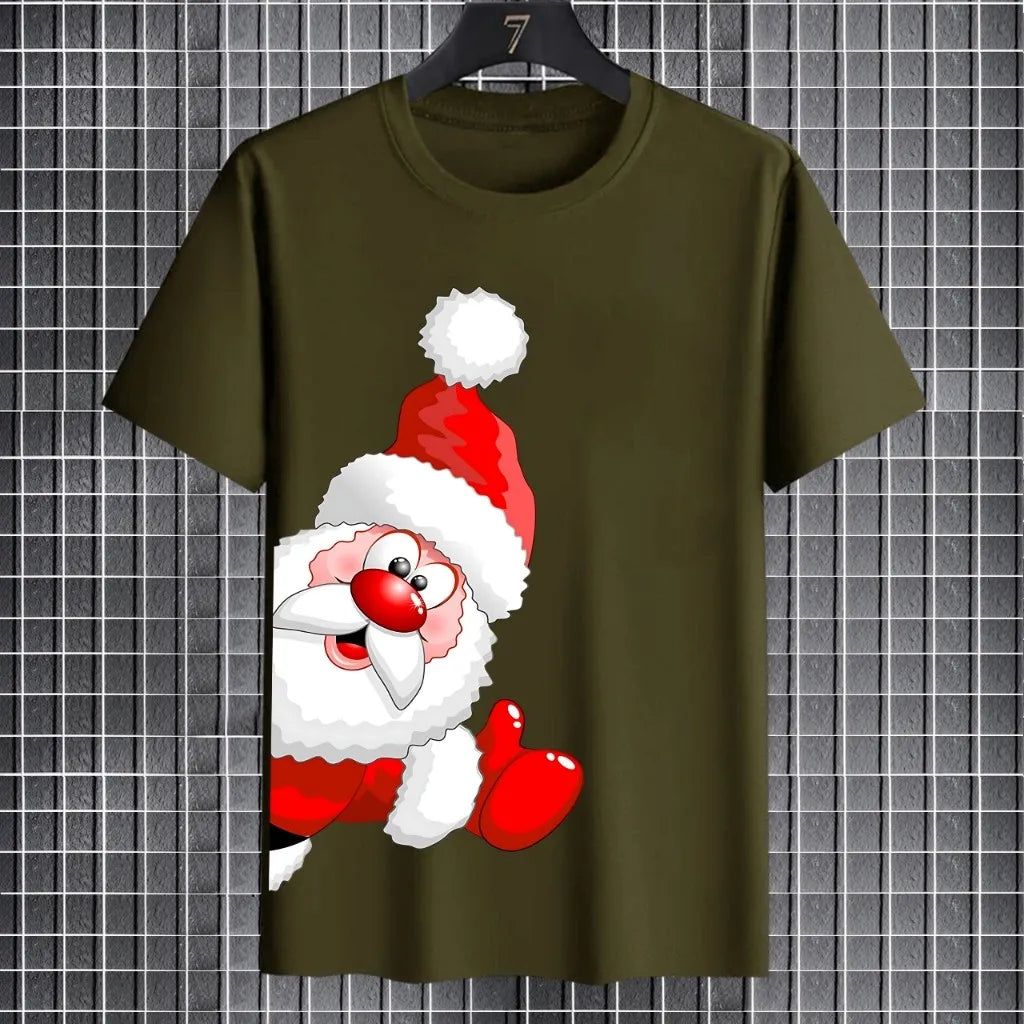 Christmas Men's T-shirt Santa Claus pattern print t shirt for man Quick drying round neck T-shirt New Year Gift men y2k clothing