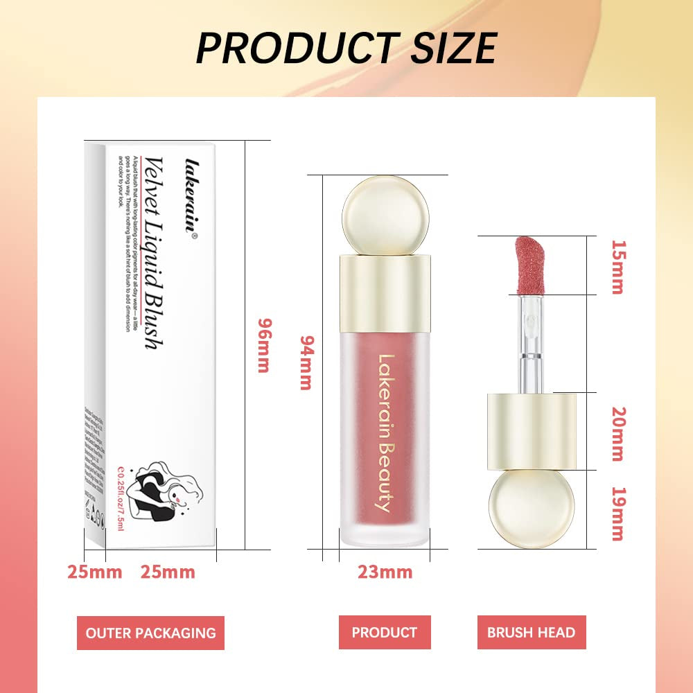 Liquid Blush for Cheeks, Soft Velvet Cream Blush Face Blush Makeup, Pink Blush Red Blush Skin Tint, Natural-Looking Makeup Blush Stick, Waterproof Dewy Cheek Tint, Lightweight Blush Makeup (5#)