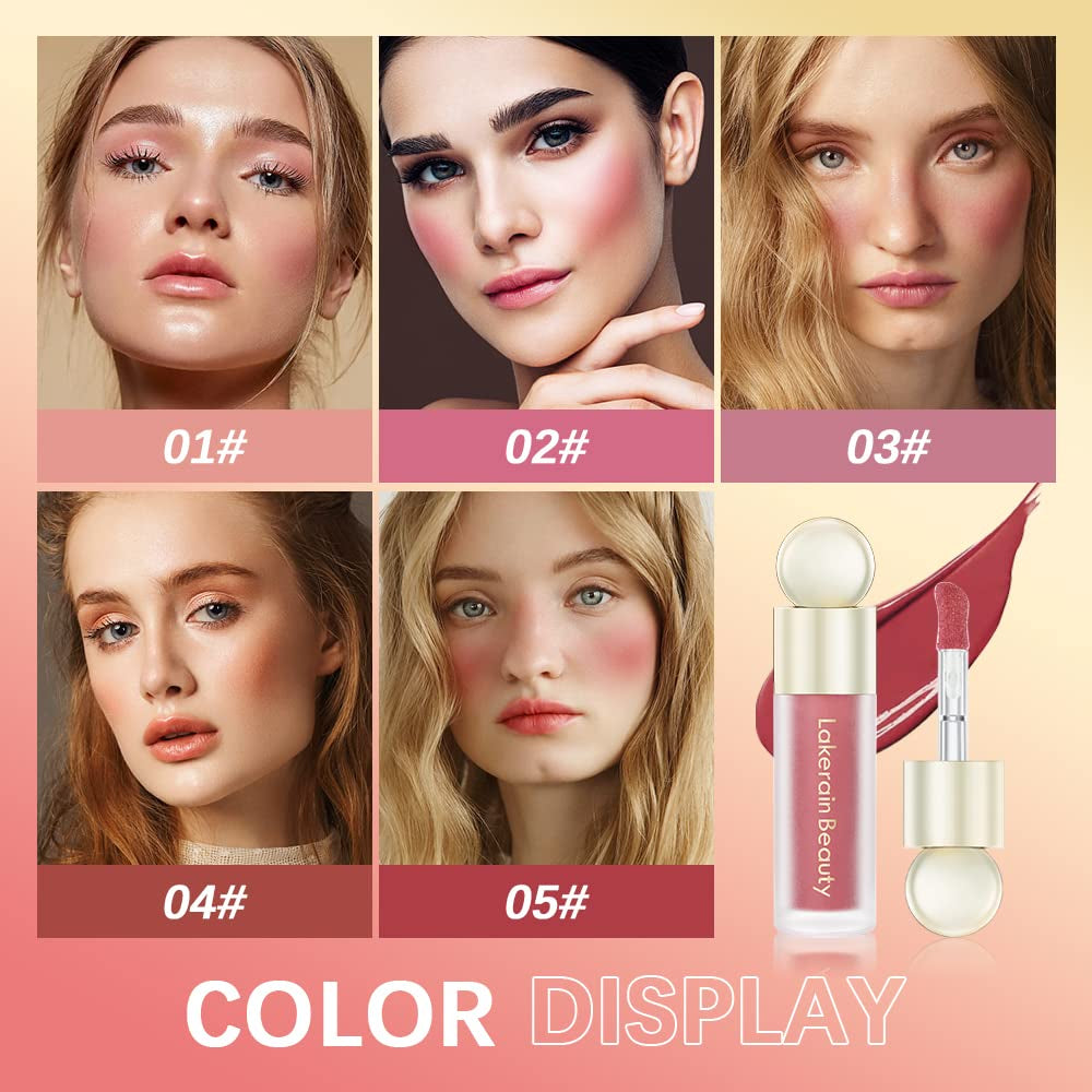 Liquid Blush for Cheeks, Soft Velvet Cream Blush Face Blush Makeup, Pink Blush Red Blush Skin Tint, Natural-Looking Makeup Blush Stick, Waterproof Dewy Cheek Tint, Lightweight Blush Makeup (5#)