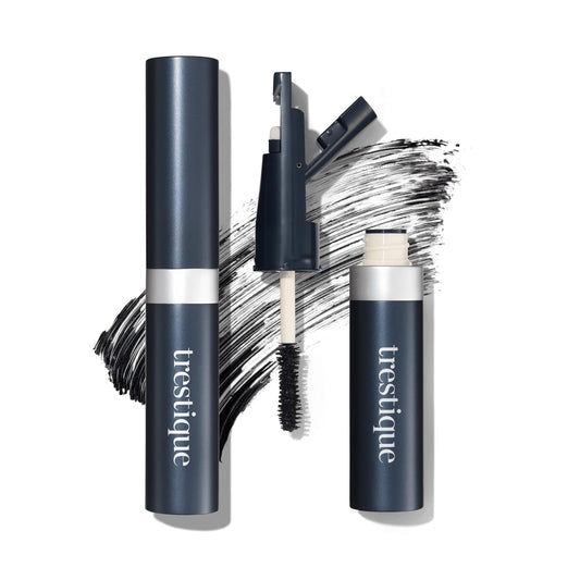 Trestique Good Vibes Mascara, Refillable with Built-In Lash Curler, Sustainable Eye Makeup, Clean Beauty Black, Mascara with Curler