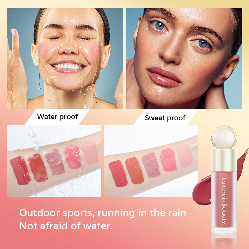 Liquid Blush for Cheeks, Soft Velvet Cream Blush Face Blush Makeup, Pink Blush Red Blush Skin Tint, Natural-Looking Makeup Blush Stick, Waterproof Dewy Cheek Tint, Lightweight Blush Makeup (5#)