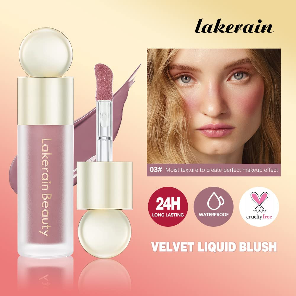 Liquid Blush for Cheeks, Soft Velvet Cream Blush Face Blush Makeup, Pink Blush Red Blush Skin Tint, Natural-Looking Makeup Blush Stick, Waterproof Dewy Cheek Tint, Lightweight Blush Makeup (5#)
