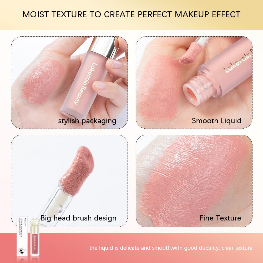 Liquid Blush for Cheeks, Soft Velvet Cream Blush Face Blush Makeup, Pink Blush Red Blush Skin Tint, Natural-Looking Makeup Blush Stick, Waterproof Dewy Cheek Tint, Lightweight Blush Makeup (5#)