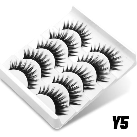 5 Pairs False Eyelashes Cat Eye Lashes Manga Lashes Faux Mink Eyelashes Natural Long Winged End Eye Elongated Eyelashes Faux Cil