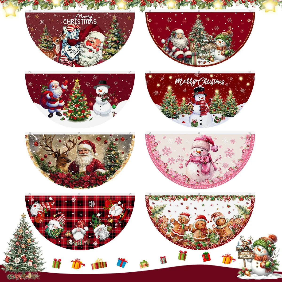 Christmas Outdoor Fan-shaped Flag Banner Christmas Decor for Home 2025 Cristmas Drop Ornament Xmas Navidad Gift New Year 2026