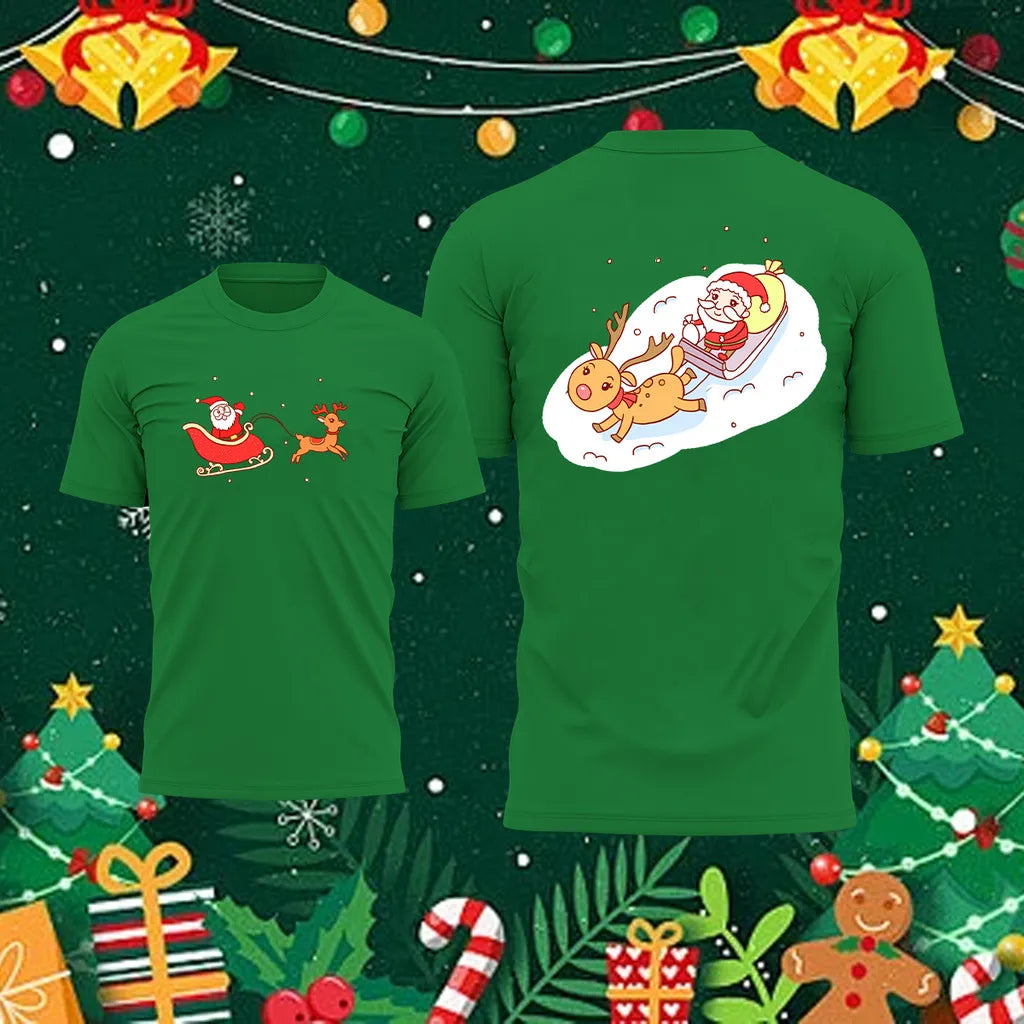 Christmas Men's T-shirt Santa Claus pattern print t shirt for man Quick drying round neck T-shirt New Year Gift graphic t shirts