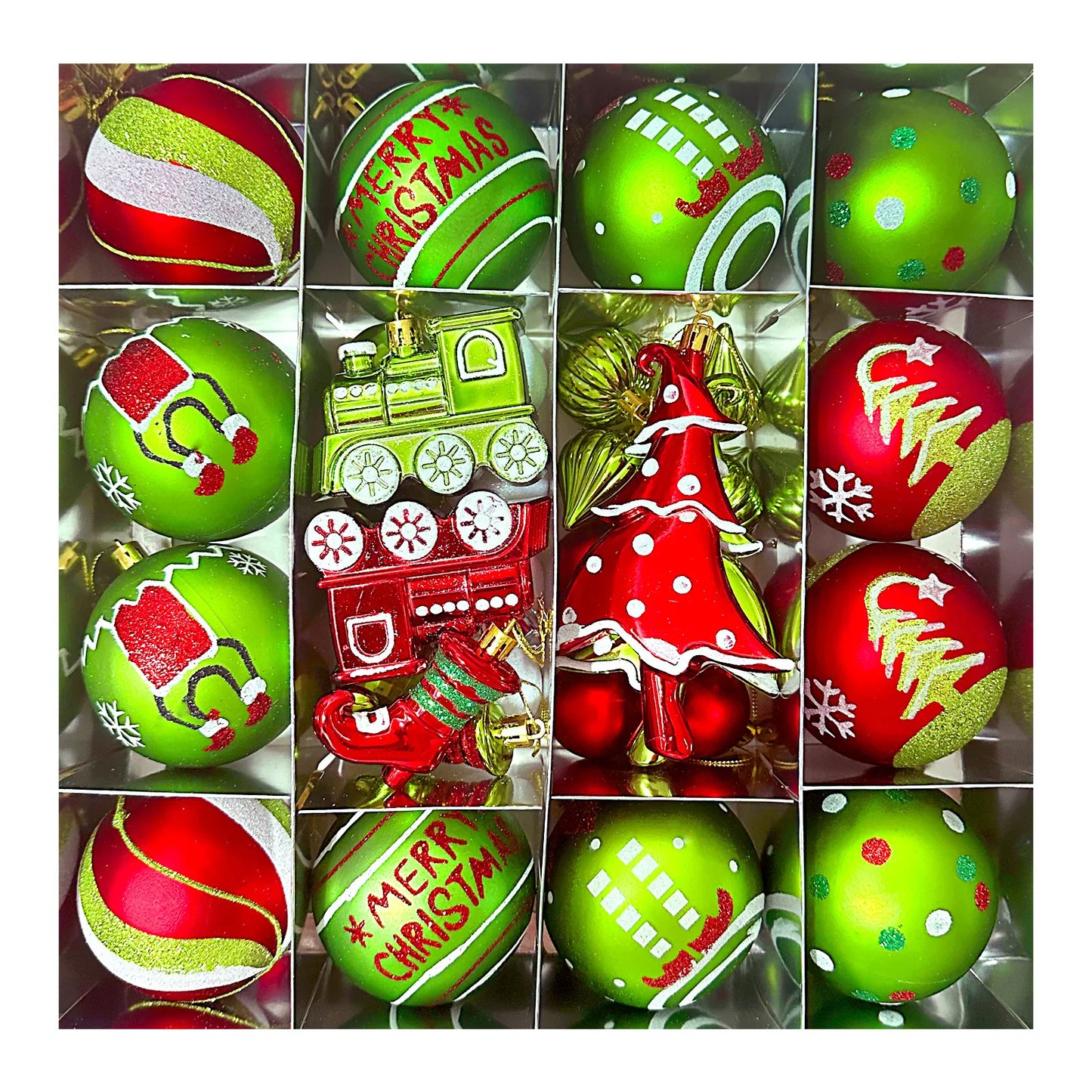 34/12/9pcs Grinch Christmas Ball Decorations Green Monster Xmas Tree Ornaments Green Painted Xmas Ball Set Christmas Home Decor