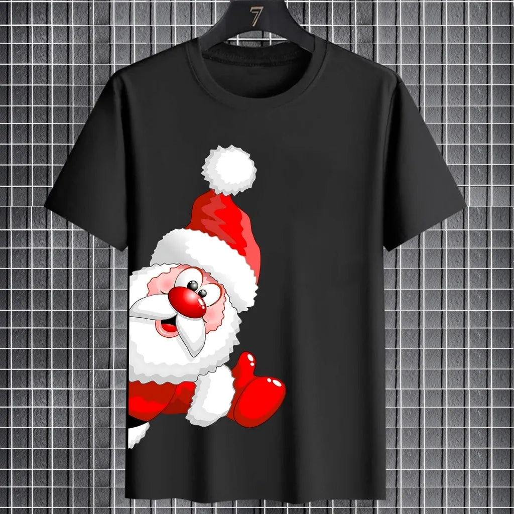 Christmas Men's T-shirt Santa Claus pattern print t shirt for man Quick drying round neck T-shirt New Year Gift men y2k clothing