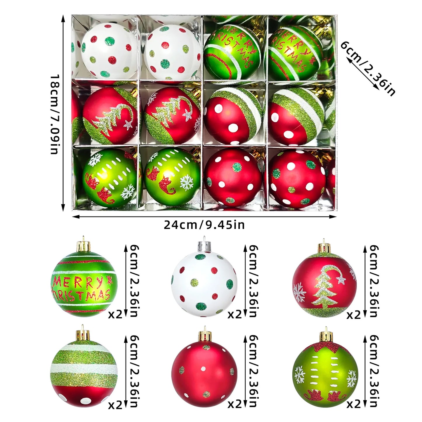 34/12/9pcs Grinch Christmas Ball Decorations Green Monster Xmas Tree Ornaments Green Painted Xmas Ball Set Christmas Home Decor
