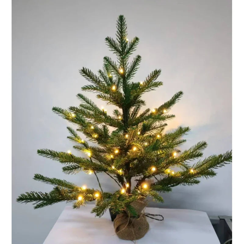 Artificial Mini Christmas Tree PE Material with LED Light Desktop Christmas Tree 45cm/60cm Christmas Party Atmosphere Ornaments