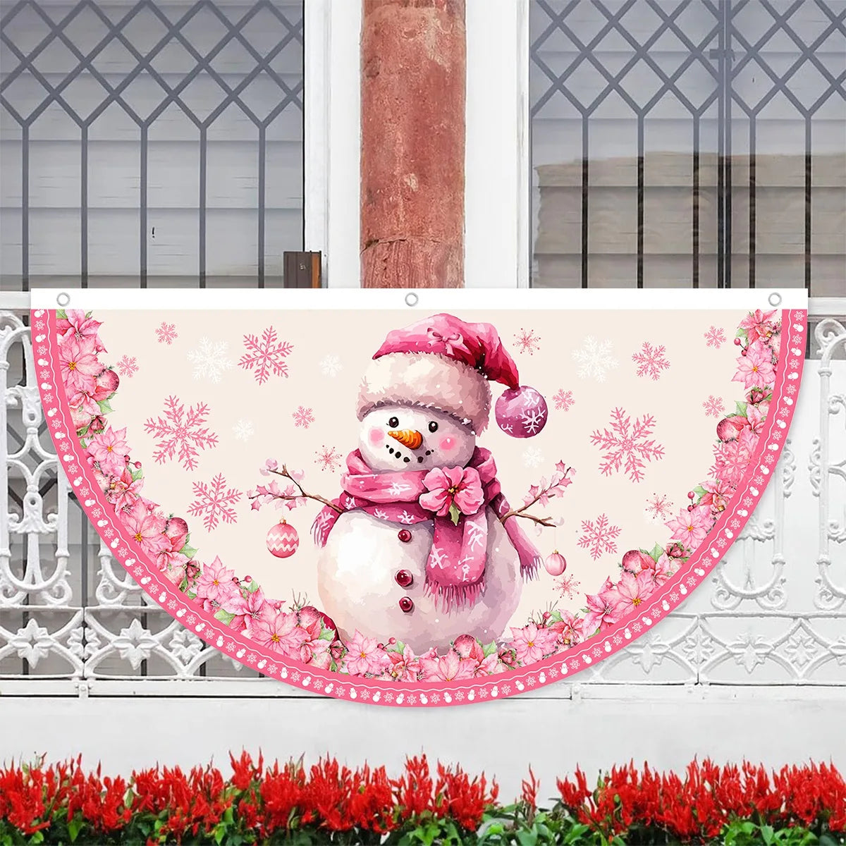 Christmas Outdoor Fan-shaped Flag Banner Christmas Decor for Home 2025 Cristmas Drop Ornament Xmas Navidad Gift New Year 2026