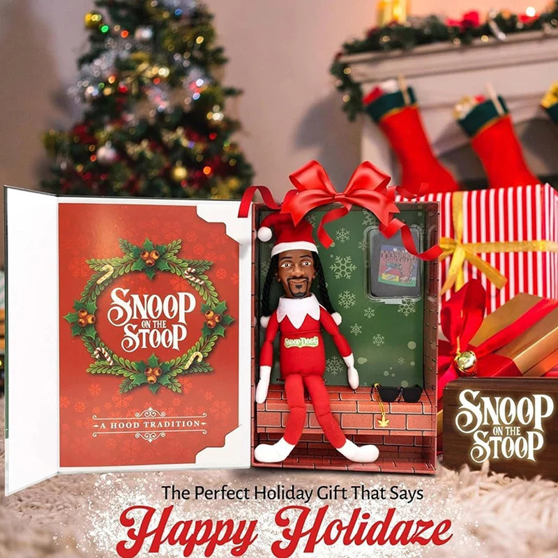 Christmas Elf Doll with Snoop on a Stoop Exquisite Gift Box Accessory Table Christmas Tree Decorations for Home Plush Toys