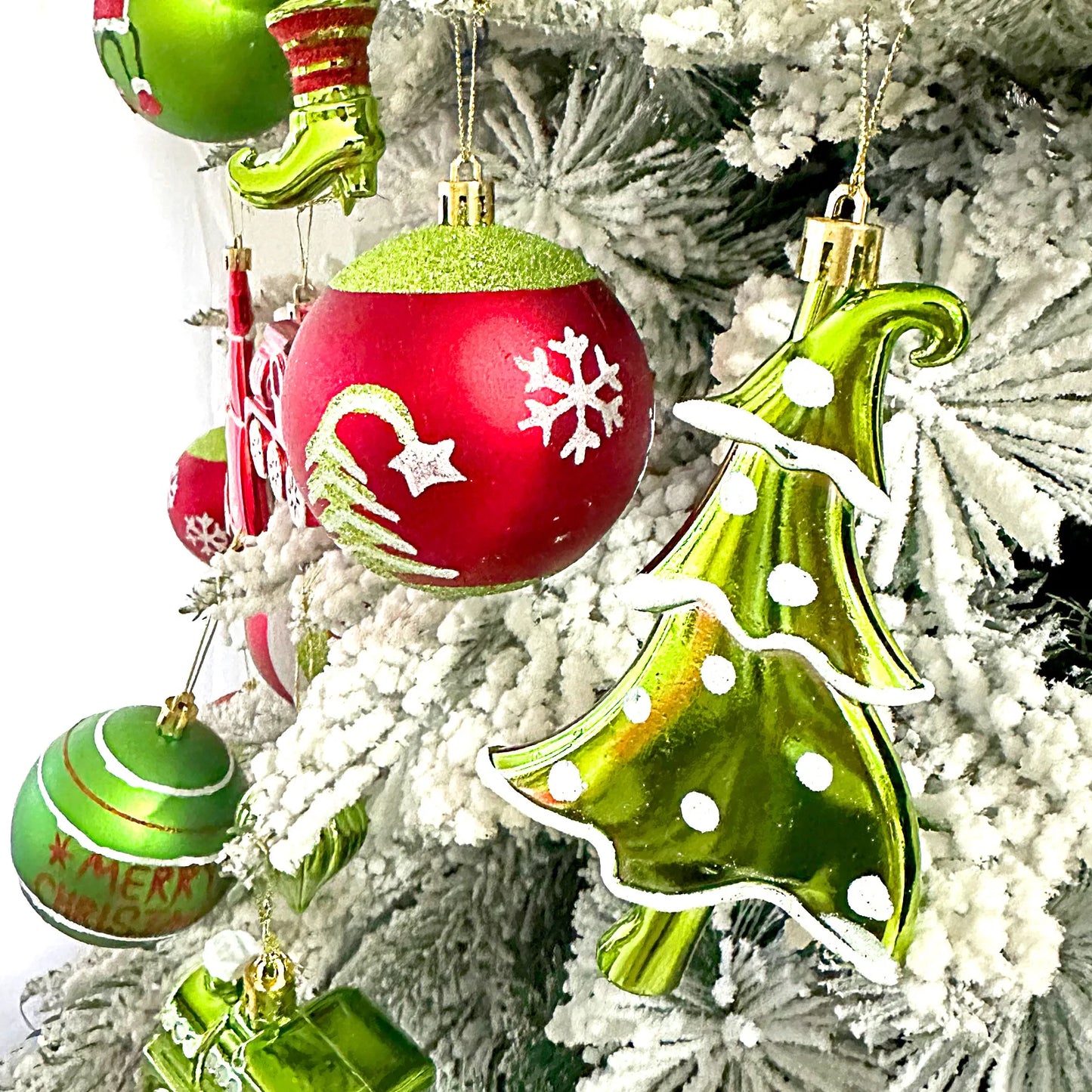 34/12/9pcs Grinch Christmas Ball Decorations Green Monster Xmas Tree Ornaments Green Painted Xmas Ball Set Christmas Home Decor