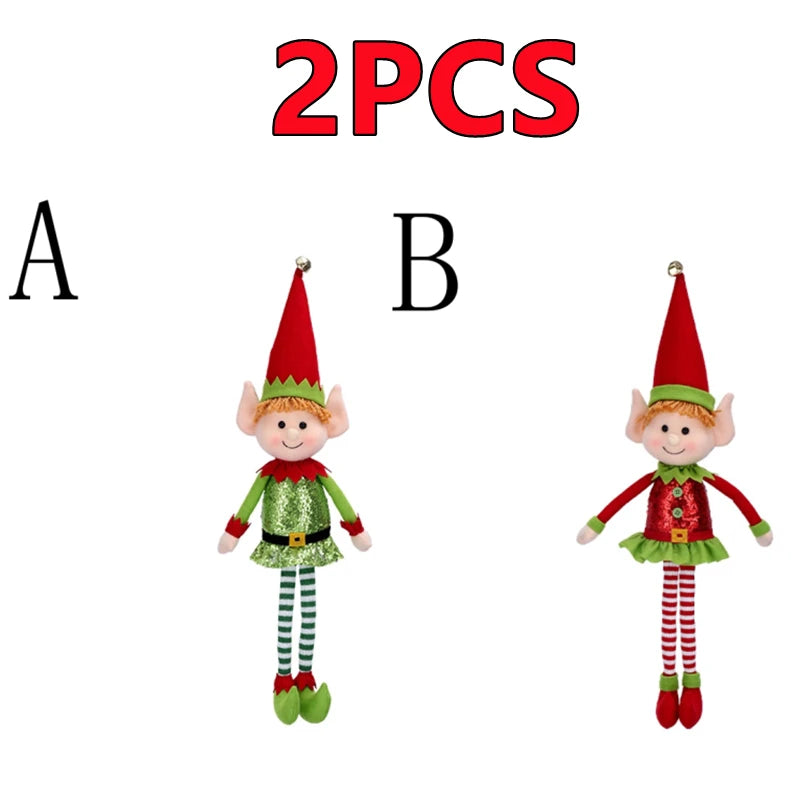 New Arrival 2/1Pc 65CM Christmas Elf Doll Plush Leg Red Green Ornaments Boys Girls Elves Toy Doll New Year Navidad Home Decors