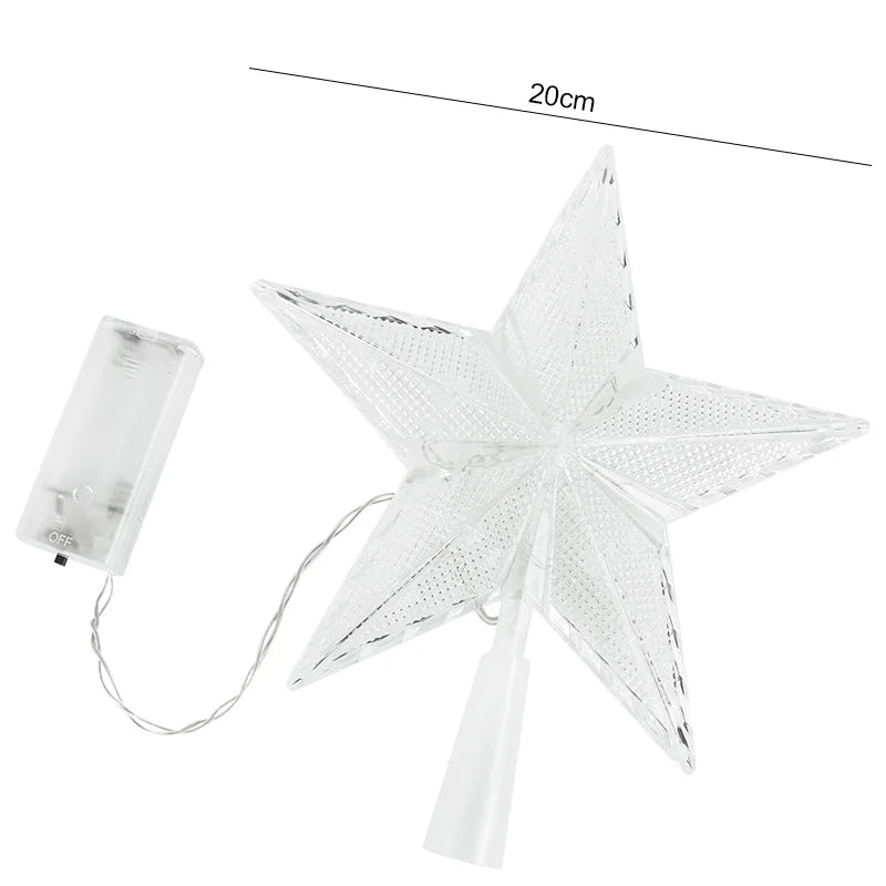 Christmas Tree Five-pointed Star LED Light Fairy Topper Lighted Lamp Battery Powered Home Xmas New Year Decoration Gift