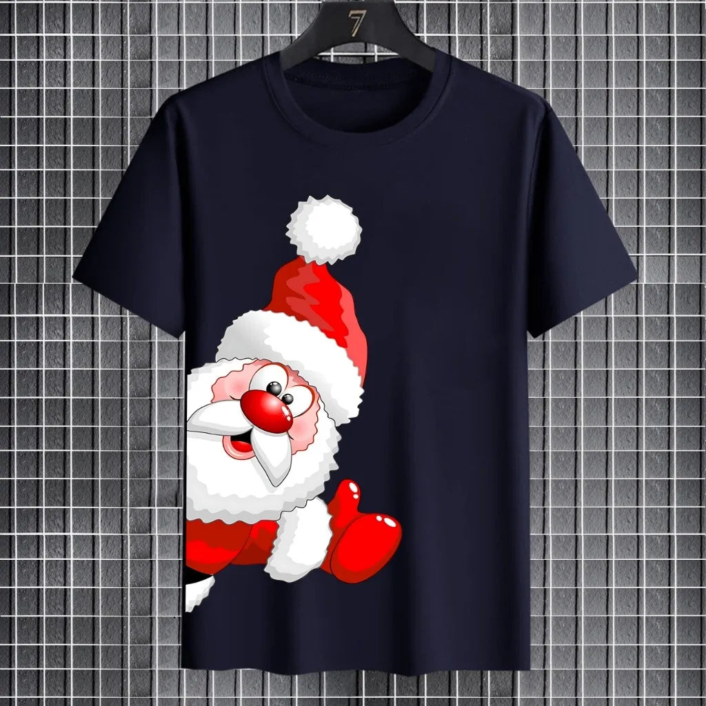 Christmas Men's T-shirt Santa Claus pattern print t shirt for man Quick drying round neck T-shirt New Year Gift men y2k clothing
