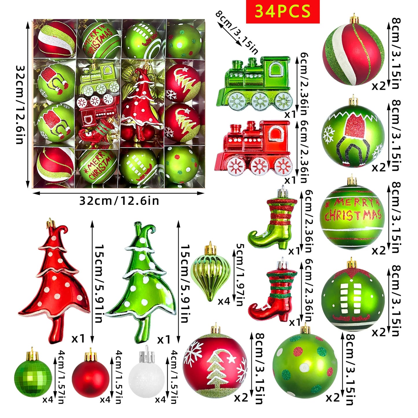 34/12/9pcs Grinch Christmas Ball Decorations Green Monster Xmas Tree Ornaments Green Painted Xmas Ball Set Christmas Home Decor