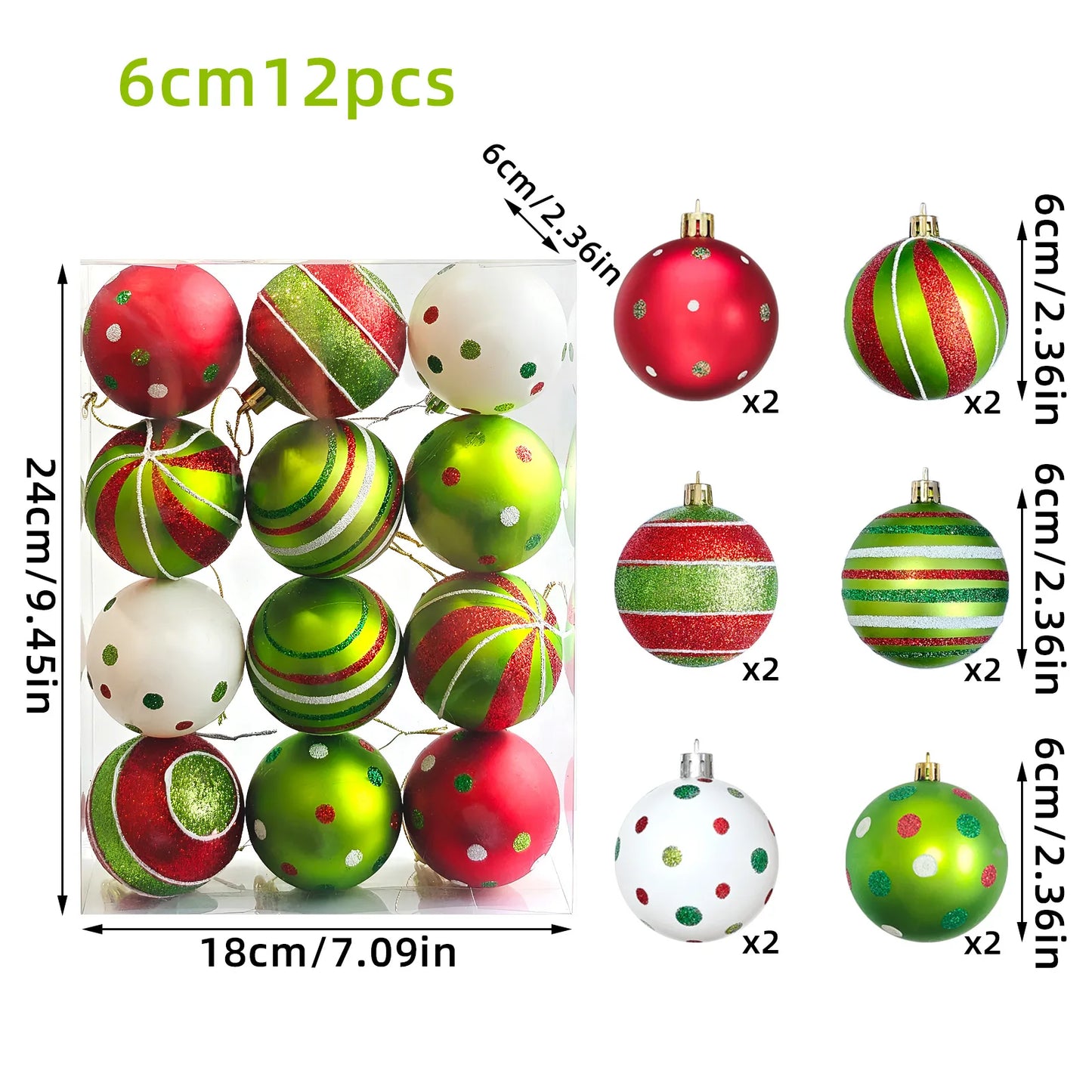 34/12/9pcs Grinch Christmas Ball Decorations Green Monster Xmas Tree Ornaments Green Painted Xmas Ball Set Christmas Home Decor