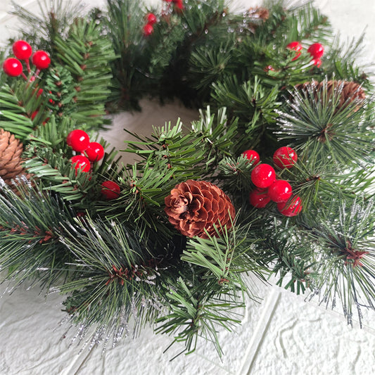 D30/40cm Christmas Wreath Simulated Pine Needles Pine Cones Red Berries Rattan Garlands Navidad New Year Home Decorations 2025