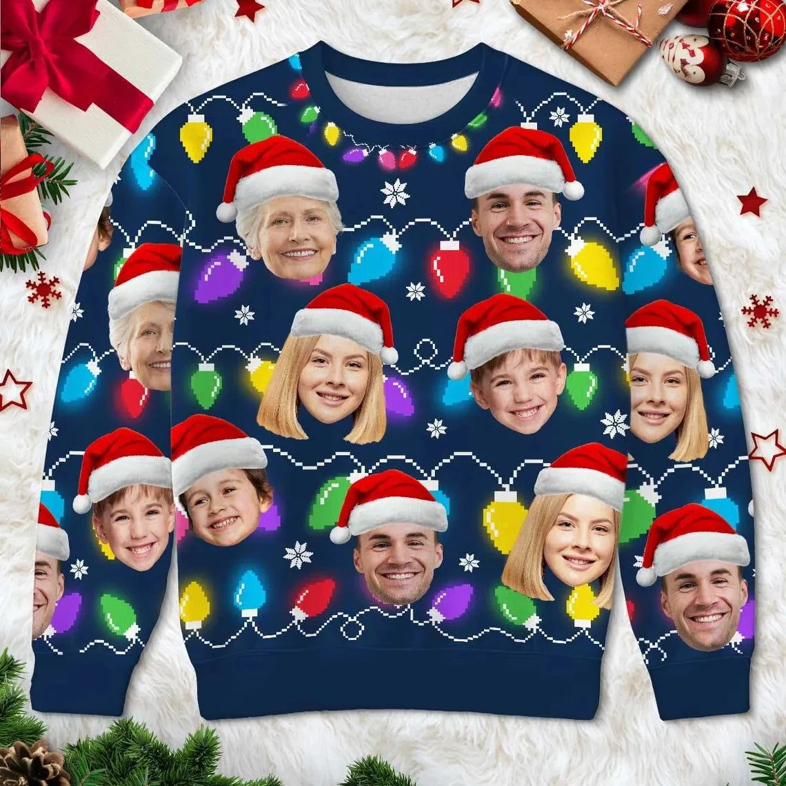Funny DIY Custom Photo 3D Print Christmas Ugly Sweater For Women Clothes Customize Personality Pullovers New Designer Sweatshirt