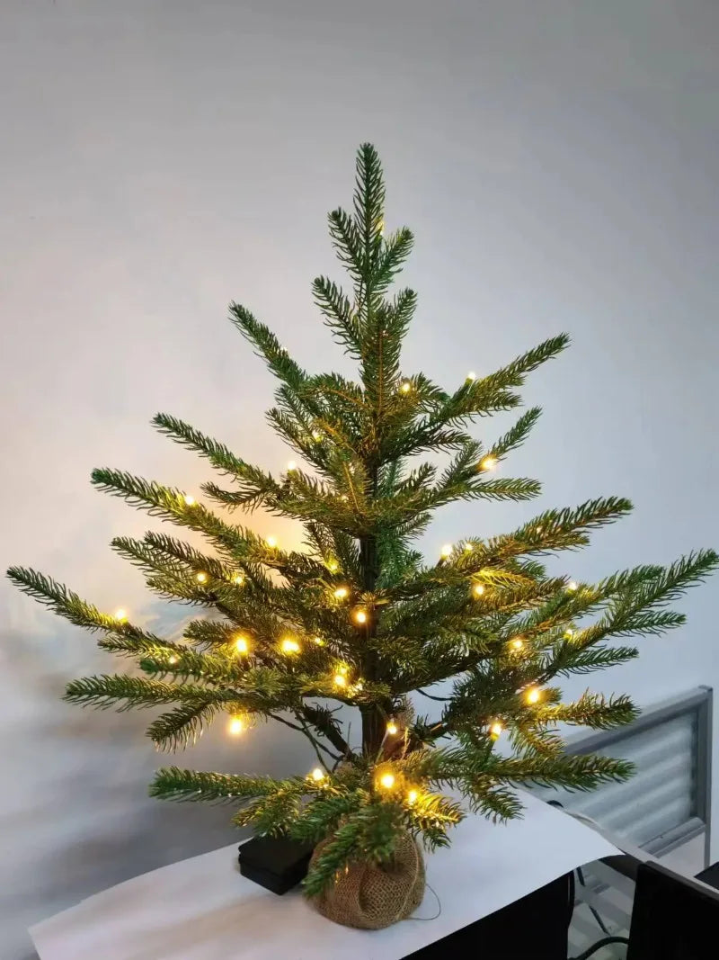 Artificial Mini Christmas Tree PE Material with LED Light Desktop Christmas Tree 45cm/60cm Christmas Party Atmosphere Ornaments