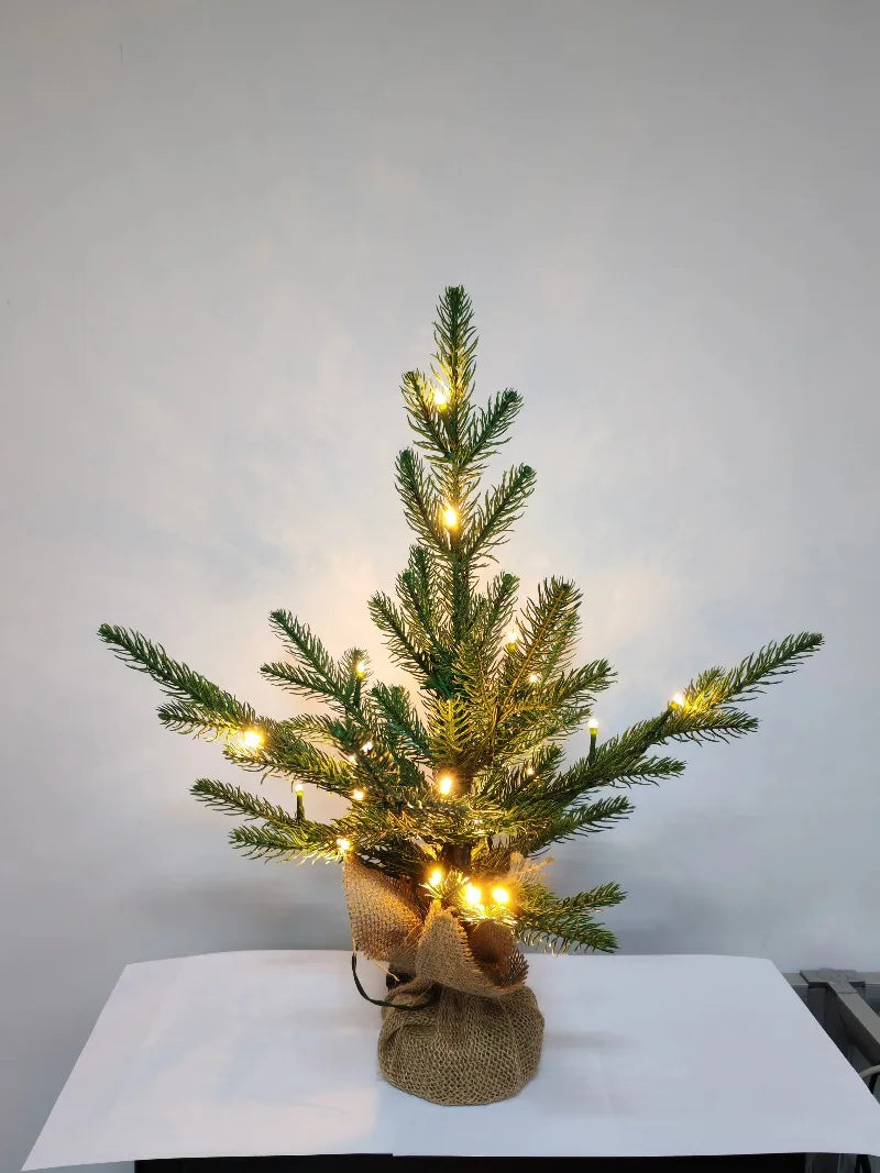 Artificial Mini Christmas Tree PE Material with LED Light Desktop Christmas Tree 45cm/60cm Christmas Party Atmosphere Ornaments