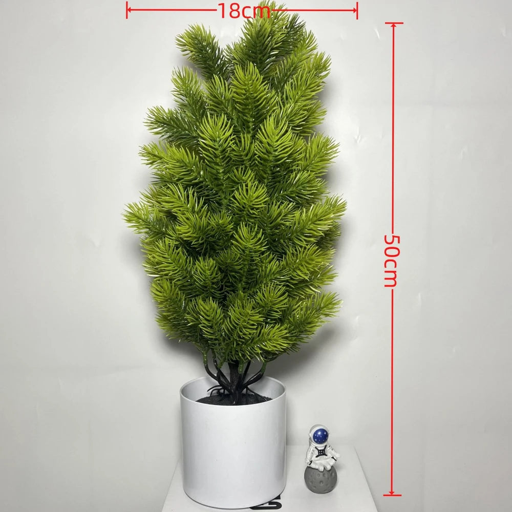 Artificial Green Christmas Tree 46CM To 50CM Mini Pine Branches Plastic Fake Plants Home Office Christmas Atmosphere Decoration