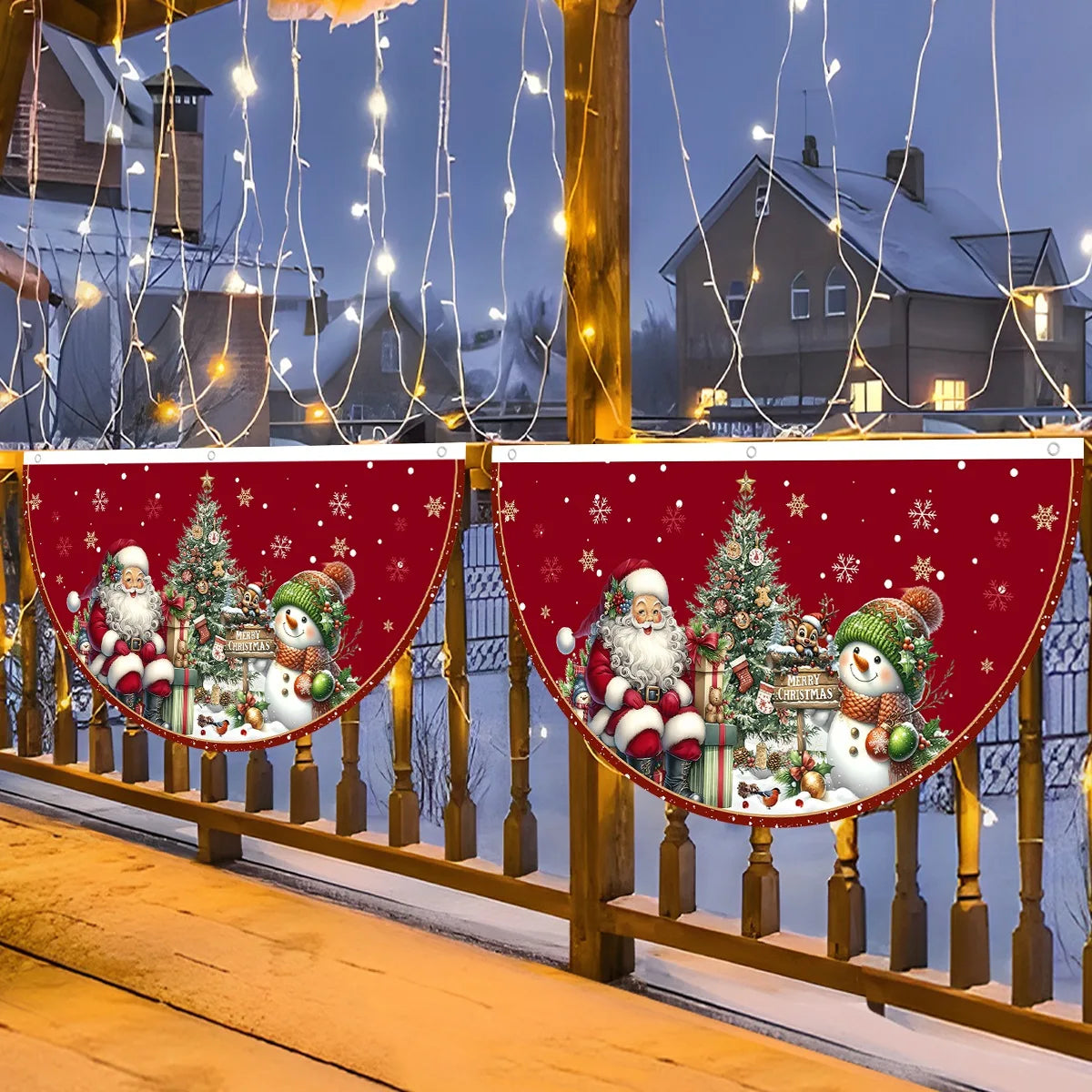 Christmas Outdoor Fan-shaped Flag Banner Christmas Decor for Home 2025 Cristmas Drop Ornament Xmas Navidad Gift New Year 2026