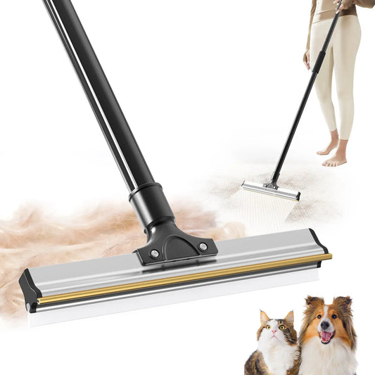 Pet Hair Removal Broom Carpet Rake Reusable Cleaning Tool 50" Long Handle Furniture Couch Carpets Rugs Mats Lint Remover Scraper