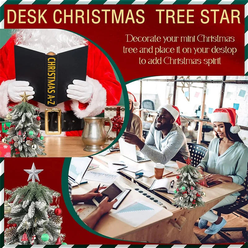 3Pcs/Pack Glitter Star Christmas Tree Decoration Merry Christmas Decor Home Navidad Ornament Five-pointed Star Decoration