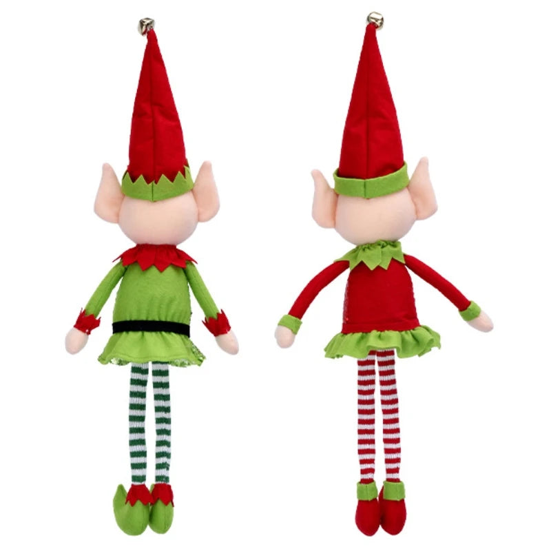 New Arrival 2/1Pc 65CM Christmas Elf Doll Plush Leg Red Green Ornaments Boys Girls Elves Toy Doll New Year Navidad Home Decors