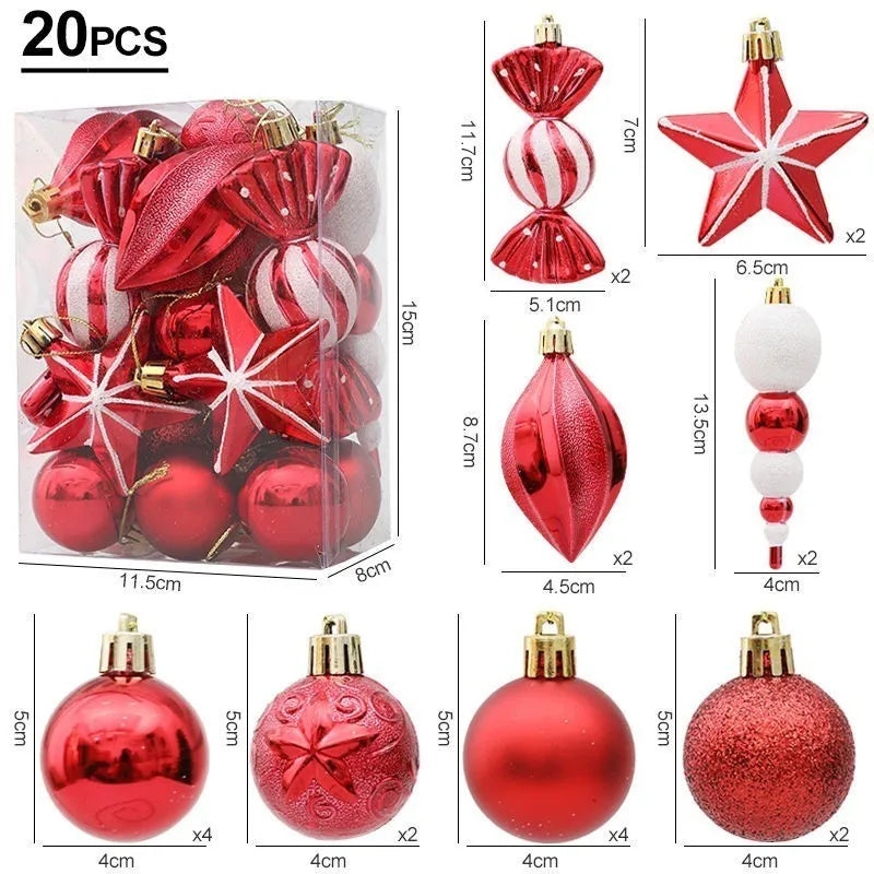 20/29pcs Christmas Ball Decoration Hanging Christmas Tree Pendant Ornaments For Home Room Decor New Year 2026 Gifts Accessories