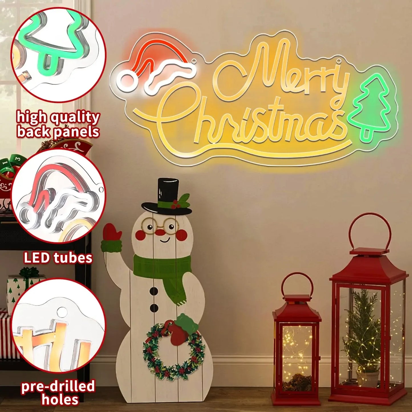 Christmas Neon Signs LED Neon Lights A Great Gift for Children for Wall Decor Bedroom Livingroom Christmas Party Decorations