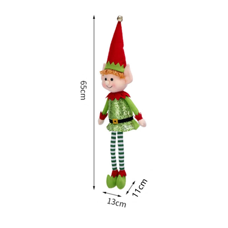 New Arrival 2/1Pc 65CM Christmas Elf Doll Plush Leg Red Green Ornaments Boys Girls Elves Toy Doll New Year Navidad Home Decors