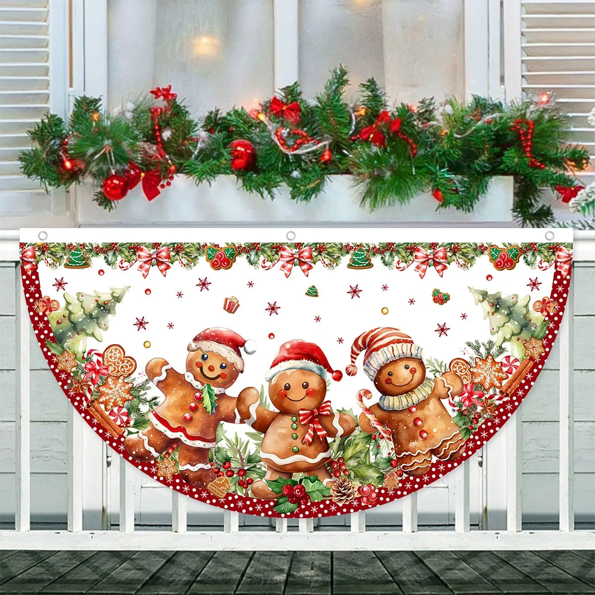 Christmas Outdoor Fan-shaped Flag Banner Christmas Decor for Home 2025 Cristmas Drop Ornament Xmas Navidad Gift New Year 2026