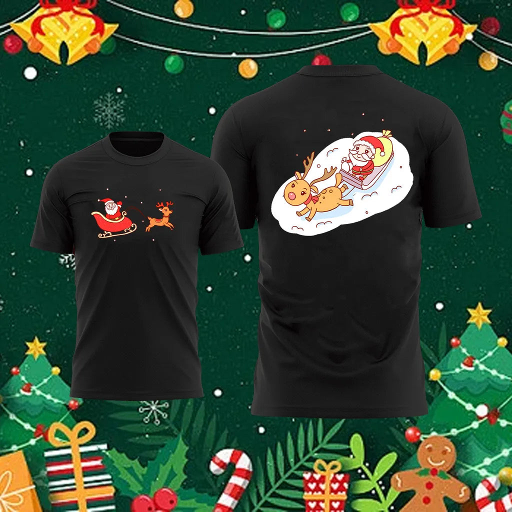 Christmas Men's T-shirt Santa Claus pattern print t shirt for man Quick drying round neck T-shirt New Year Gift graphic t shirts