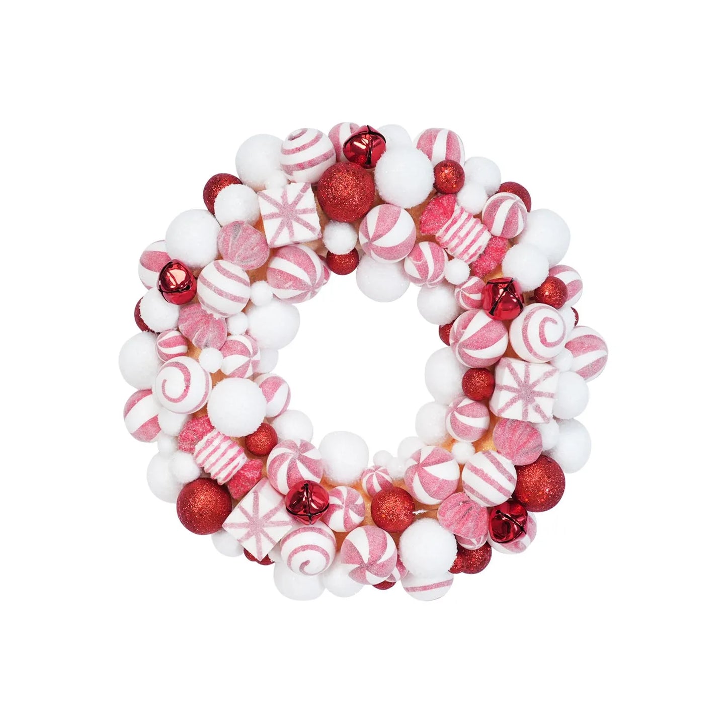 45cm Sweet Christmas Wreath Candy Christmas Ball Decor Garlands For Doors Home Decor Merry Christmas 2024 New Year Decoration