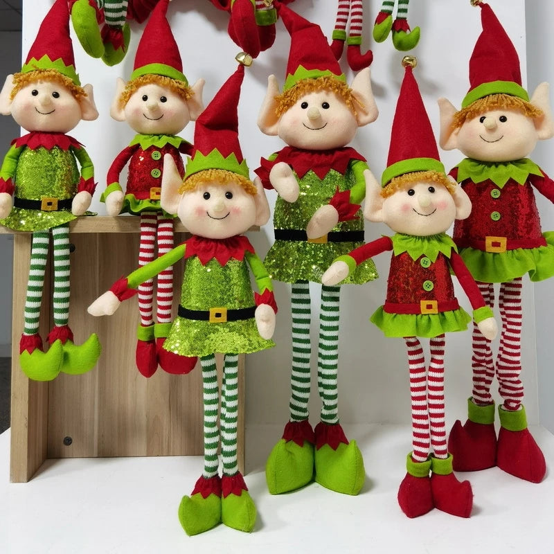 New Arrival 2/1Pc 65CM Christmas Elf Doll Plush Leg Red Green Ornaments Boys Girls Elves Toy Doll New Year Navidad Home Decors