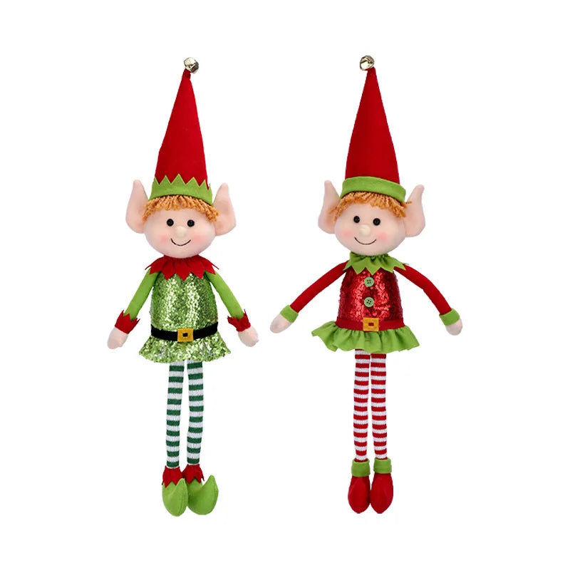 New Arrival 2/1Pc 65CM Christmas Elf Doll Plush Leg Red Green Ornaments Boys Girls Elves Toy Doll New Year Navidad Home Decors