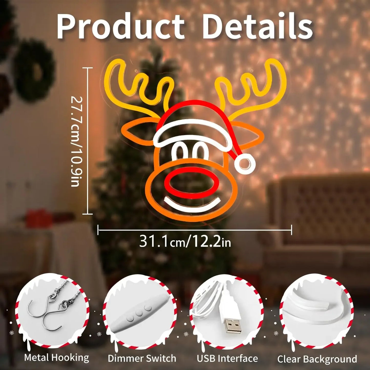 Christmas Neon Signs LED Neon Lights A Great Gift for Children for Wall Decor Bedroom Livingroom Christmas Party Decorations