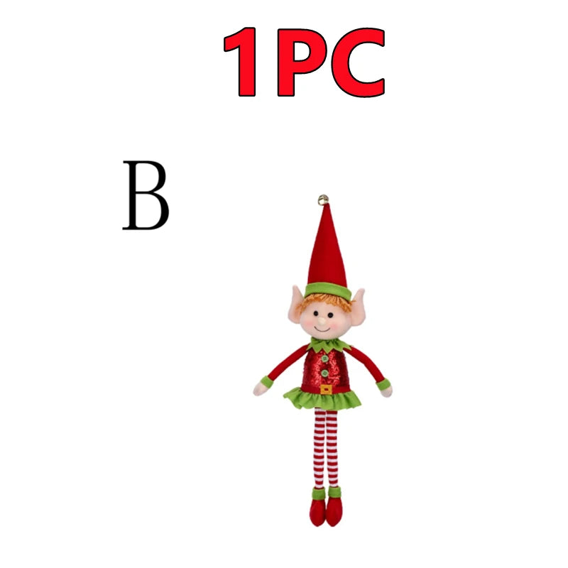 New Arrival 2/1Pc 65CM Christmas Elf Doll Plush Leg Red Green Ornaments Boys Girls Elves Toy Doll New Year Navidad Home Decors