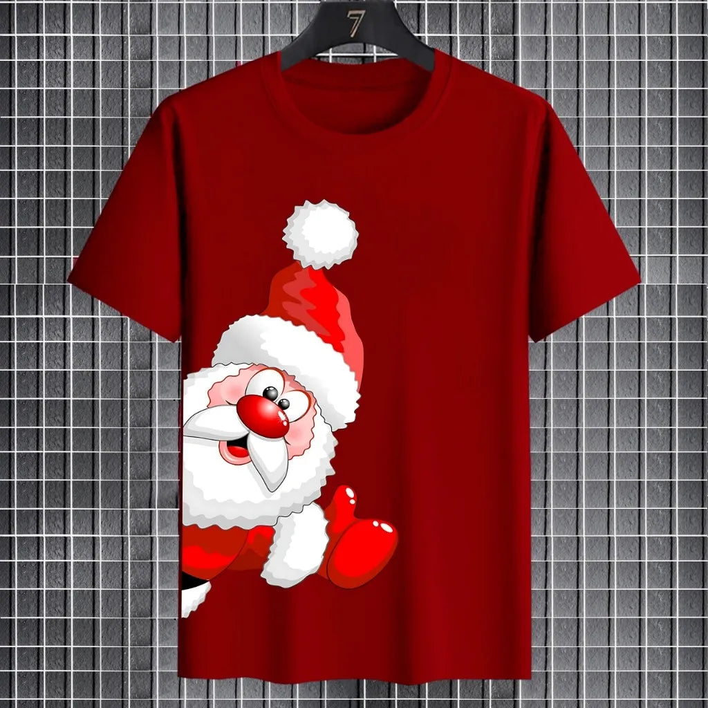 Christmas Men's T-shirt Santa Claus pattern print t shirt for man Quick drying round neck T-shirt New Year Gift men y2k clothing