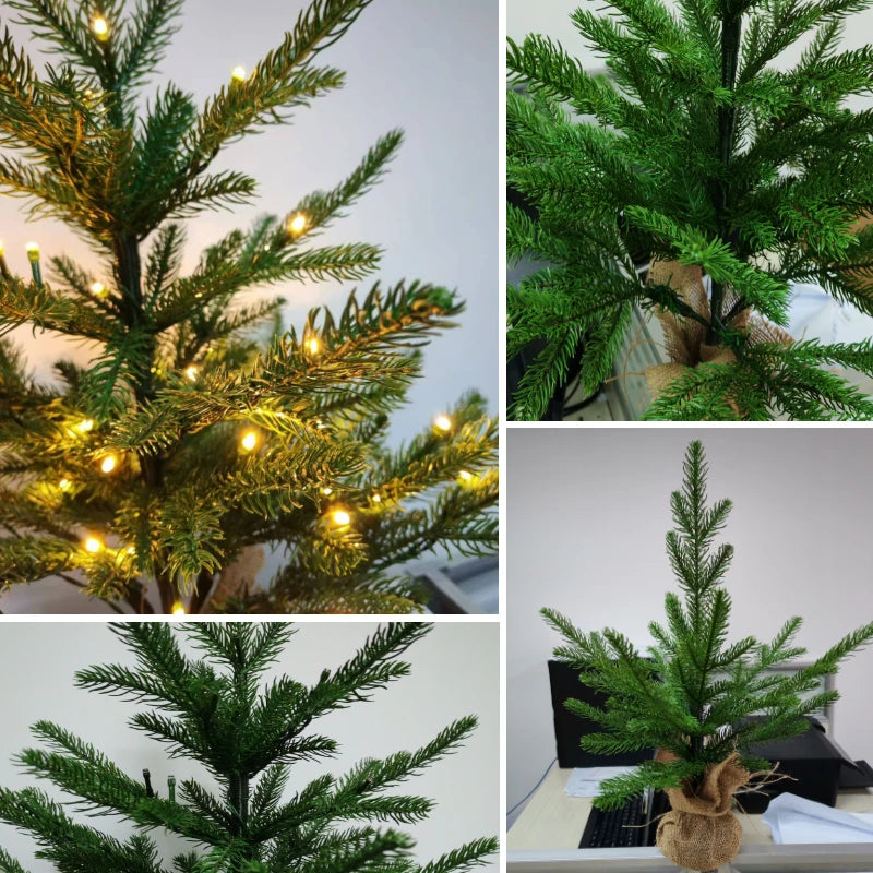 Artificial Mini Christmas Tree PE Material with LED Light Desktop Christmas Tree 45cm/60cm Christmas Party Atmosphere Ornaments