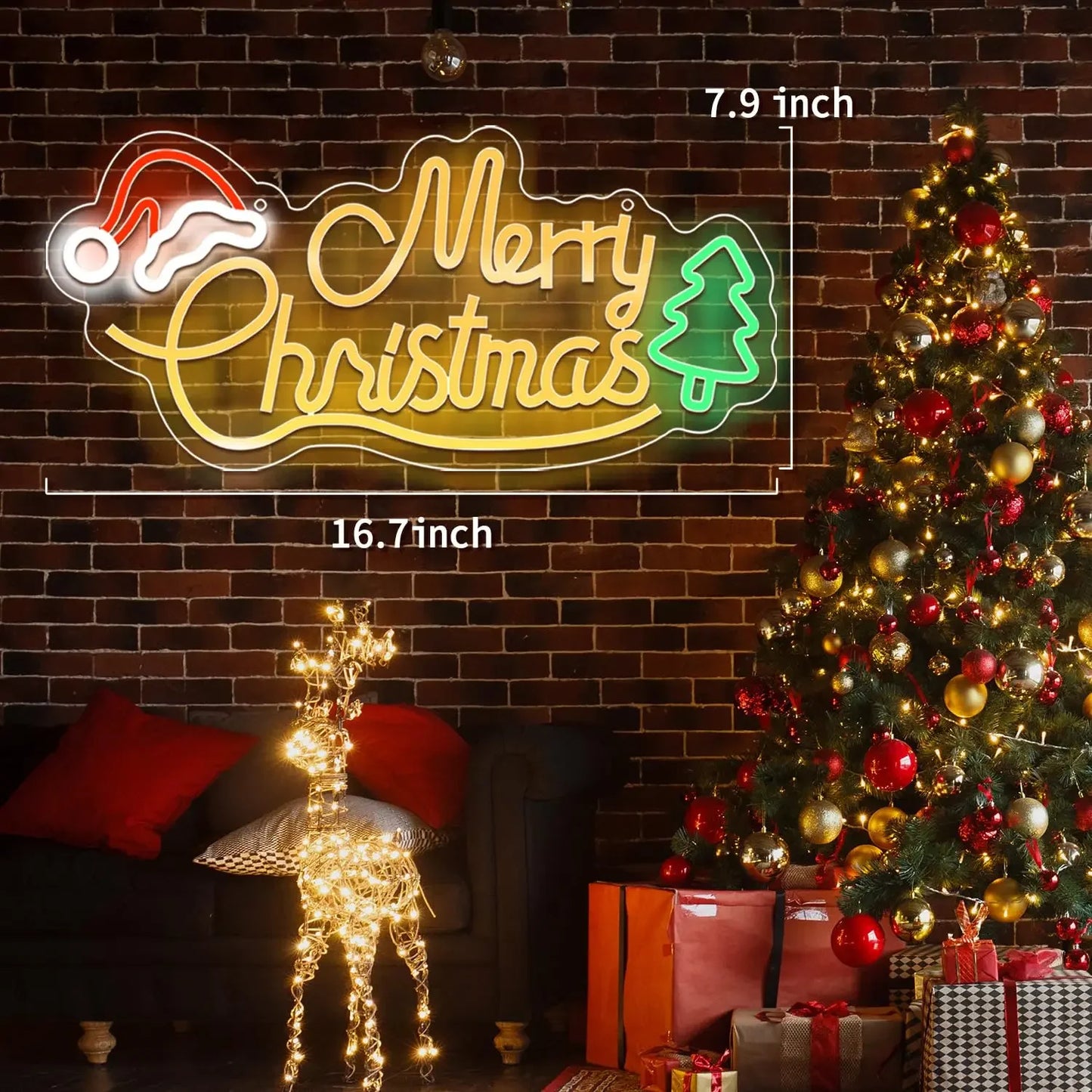 Christmas Neon Signs LED Neon Lights A Great Gift for Children for Wall Decor Bedroom Livingroom Christmas Party Decorations