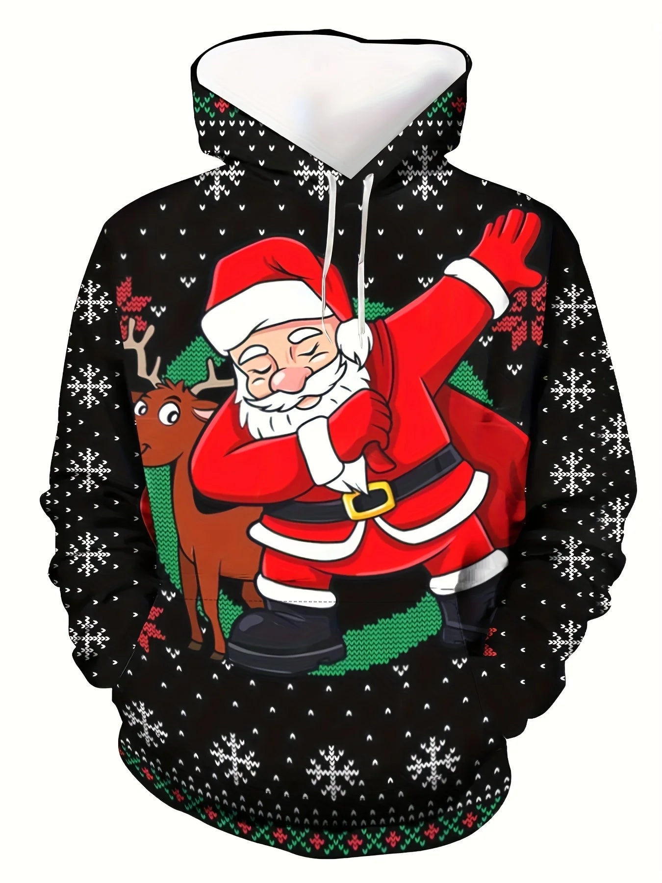 Men's Hooded Hoodies 3D Prints Christmas Santa Claus Sweatshirt Drawstring Long Sleeve Streetwear Christmas Novelty Apparel