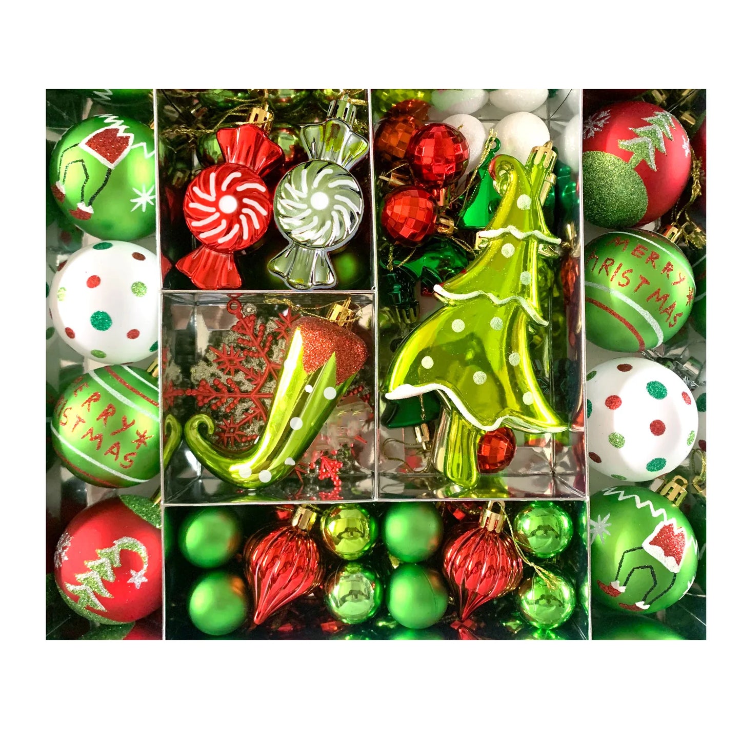 34/12/9pcs Grinch Christmas Ball Decorations Green Monster Xmas Tree Ornaments Green Painted Xmas Ball Set Christmas Home Decor