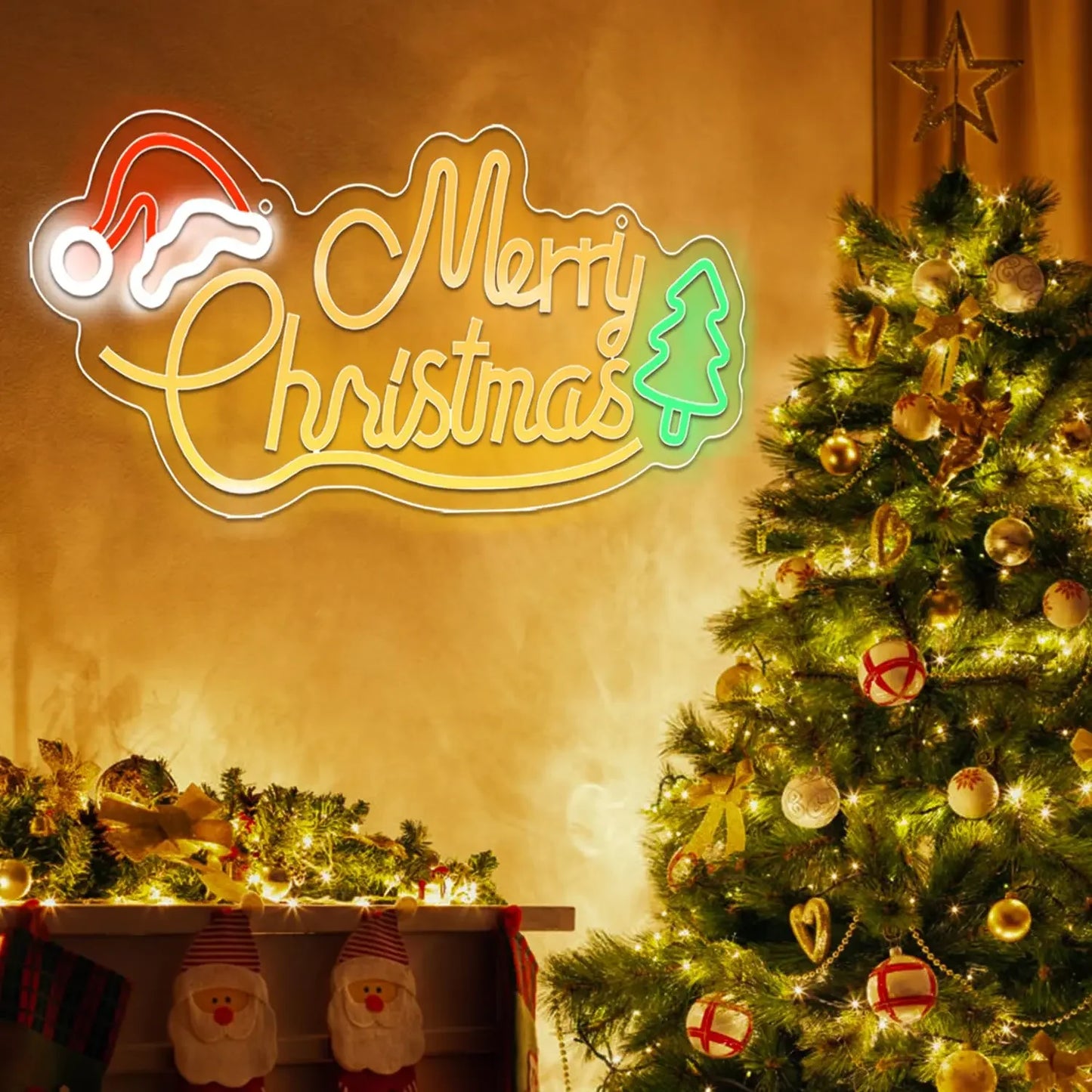 Christmas Neon Signs LED Neon Lights A Great Gift for Children for Wall Decor Bedroom Livingroom Christmas Party Decorations